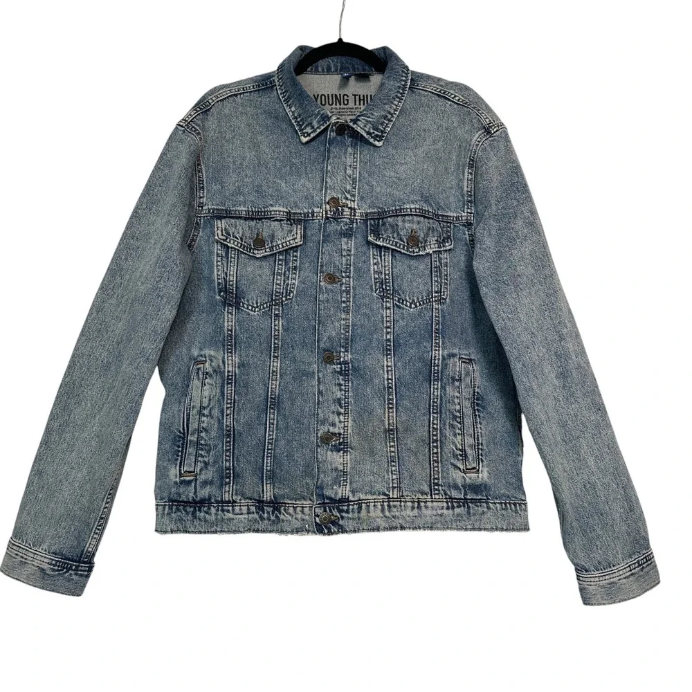 H&M Divided Young Thug Denim Jacket Angel Cherub Tour L Blue Acid Wash Unisex